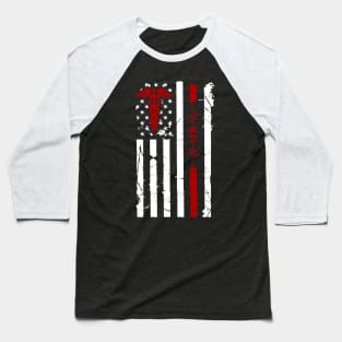 MRI Heartbeat Flag American Baseball T-Shirt